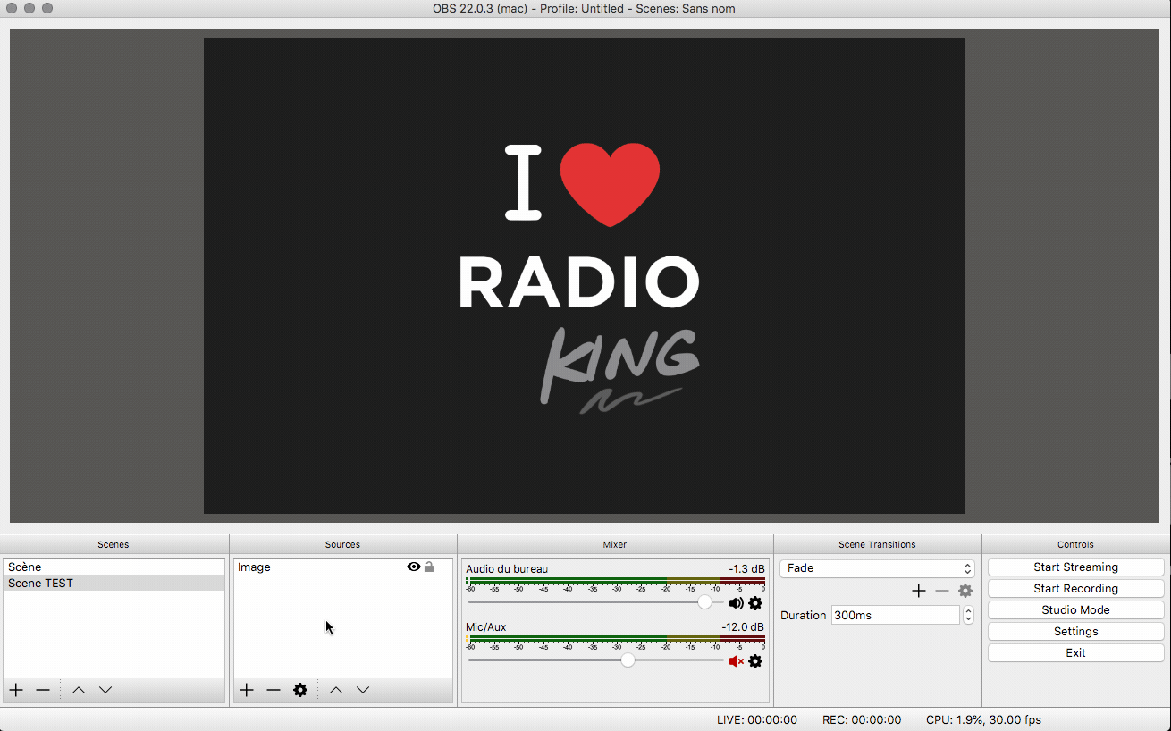 Configure OBS for radio youtube live