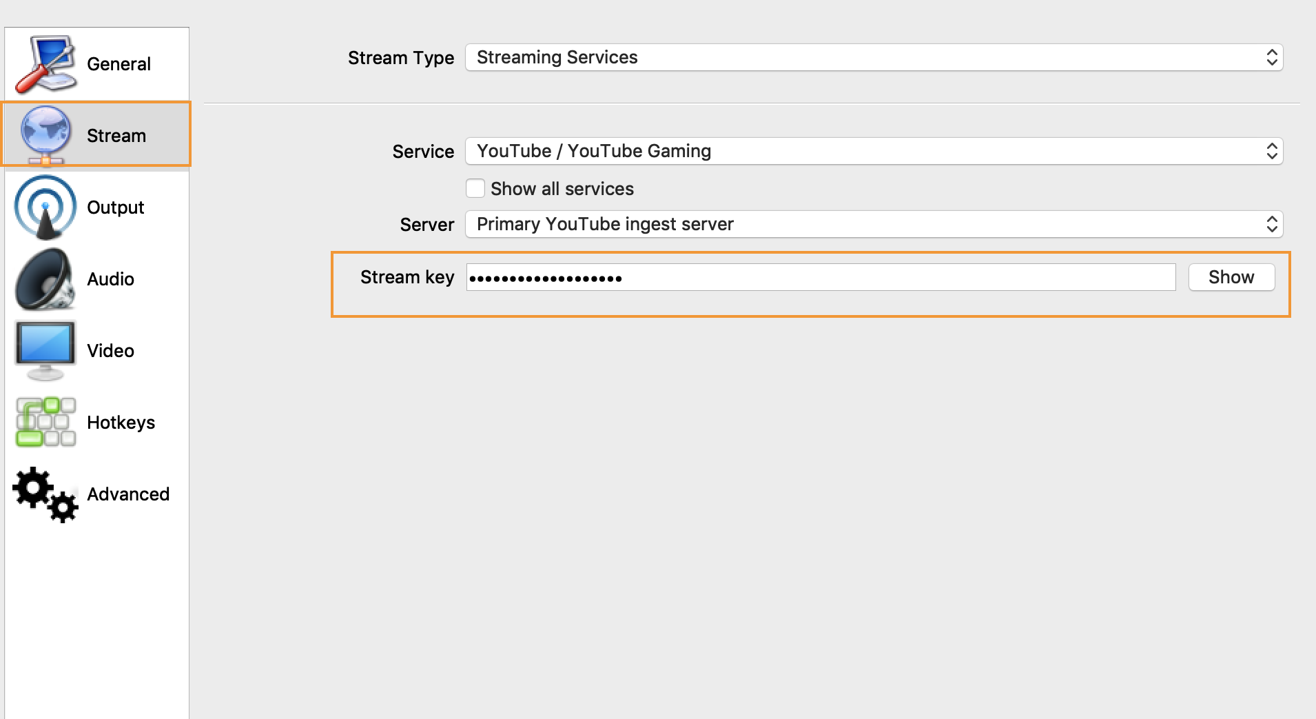 radio youtube live stream key
